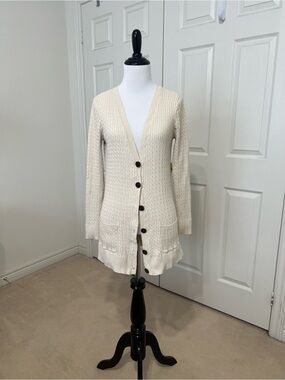 eight eight eight Cream Cable-Knit Button-Front Cardigan